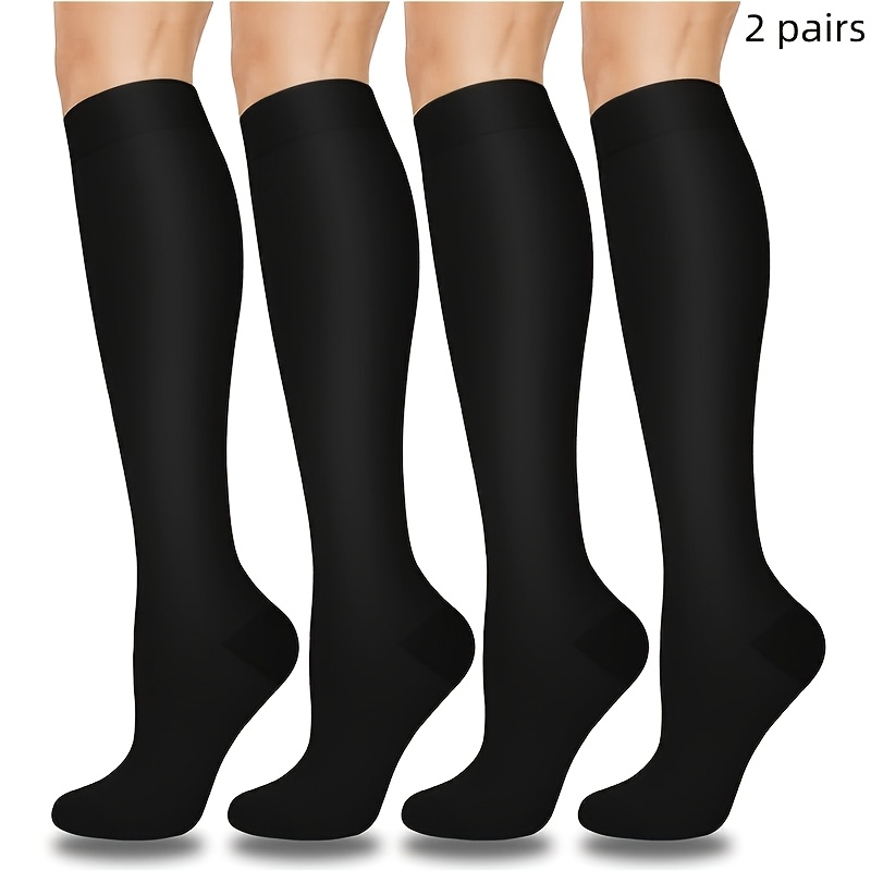 TEMU Of Solid Pressure Socks, 10 Mmhg Knee Compression Socks, Running Elastic Socks Suitable For Nurses To Support Running, Fitness, Football, Yoga,