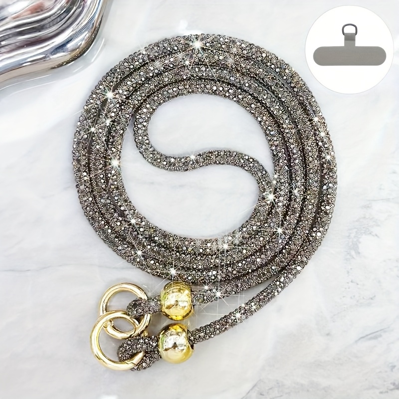 TEMU 1pc Luxury Rhinestone Phone Lanyard Long Crossbody Cellphone Strap Shoulder Bag Charm, Diy Wallet Making, Outdoor Backpack Pendant Decoration,