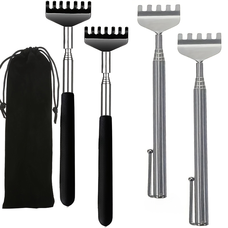 3/5/piece Set Extendable Metal Portable Back Scratcher For Men And Women, Telescopic Back Massager With Rubber Handle, Sock Aid Gadget