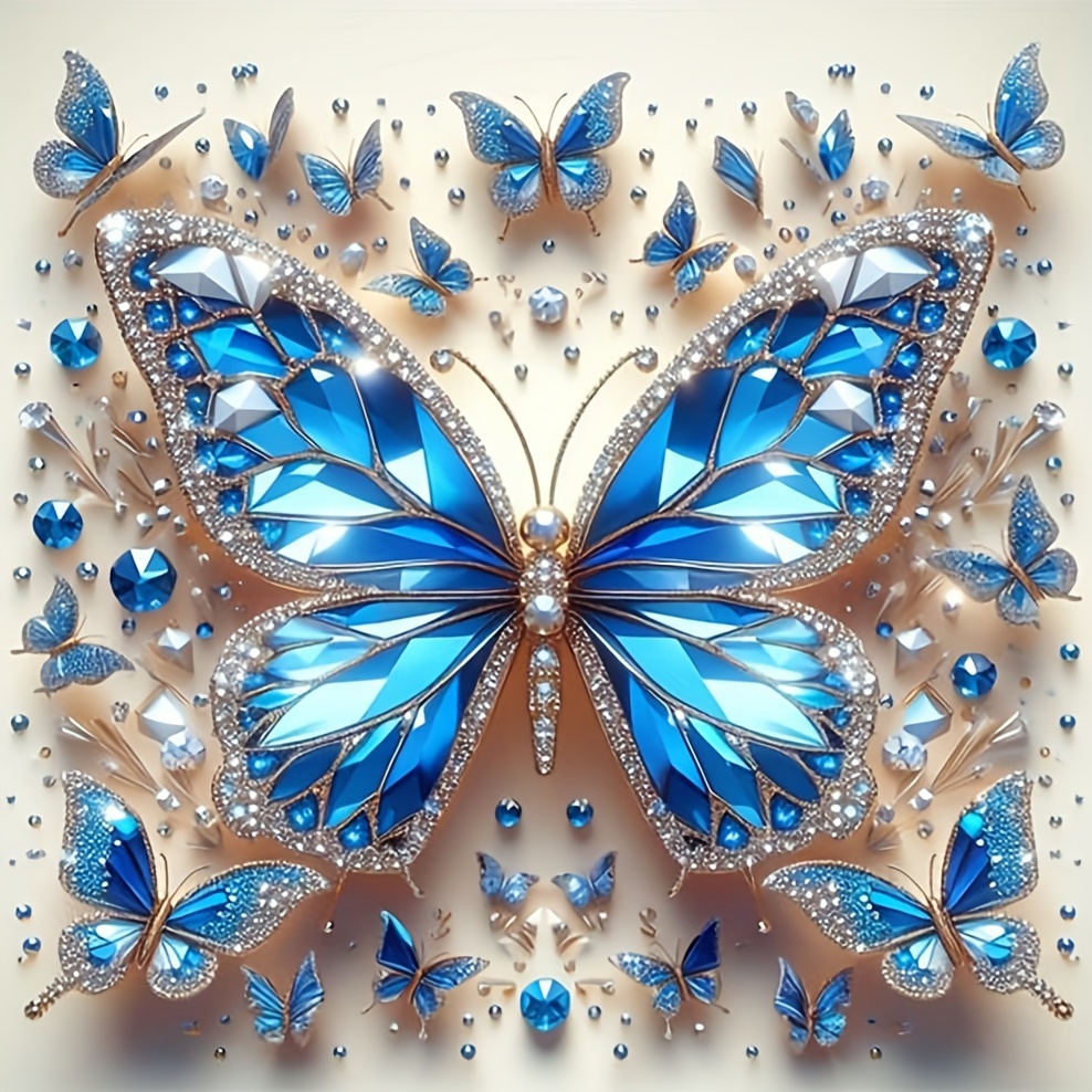 

1pc Crystal Butterfly Pattern Diy Diamond Art Painting Kit, Round Diamond, Mosaic Art Craft, Suitable For Beginners, Home Wall Decoration, Unique Gift, Without Frame, 25x25cm/9.84x9.84in