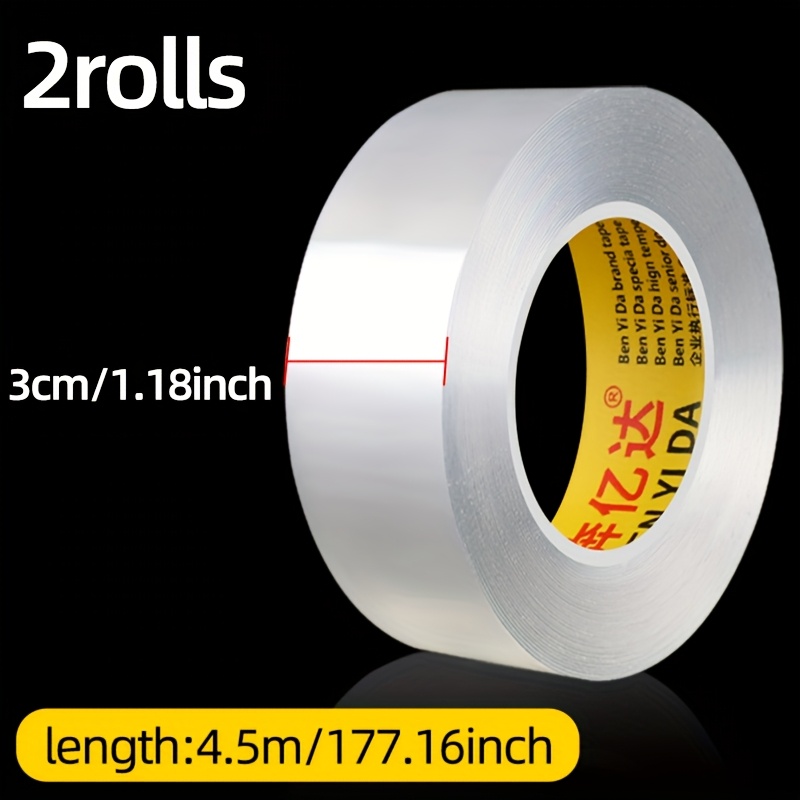 TEMU 2 Rolls Of Nano Double-sided Tape With High And Strong , Suitable For Transparent Fixing, Wall Climbing, And High-temperature Resistance