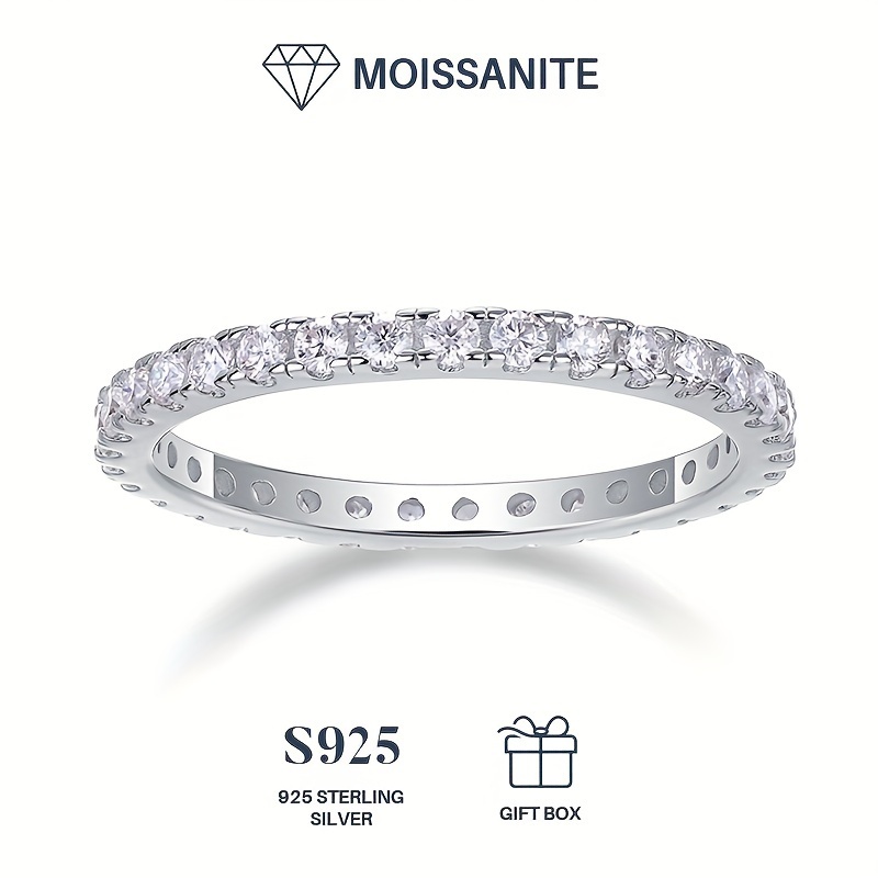 

Luxury Moissanite Eternity Ring - 925 Sterling Silver, Durable, Hypoallergenic, Comfortable Fit, Party, Wedding, Engagement, Decorative Jewelry For Women And Men, Anniversary, Birthday Gift