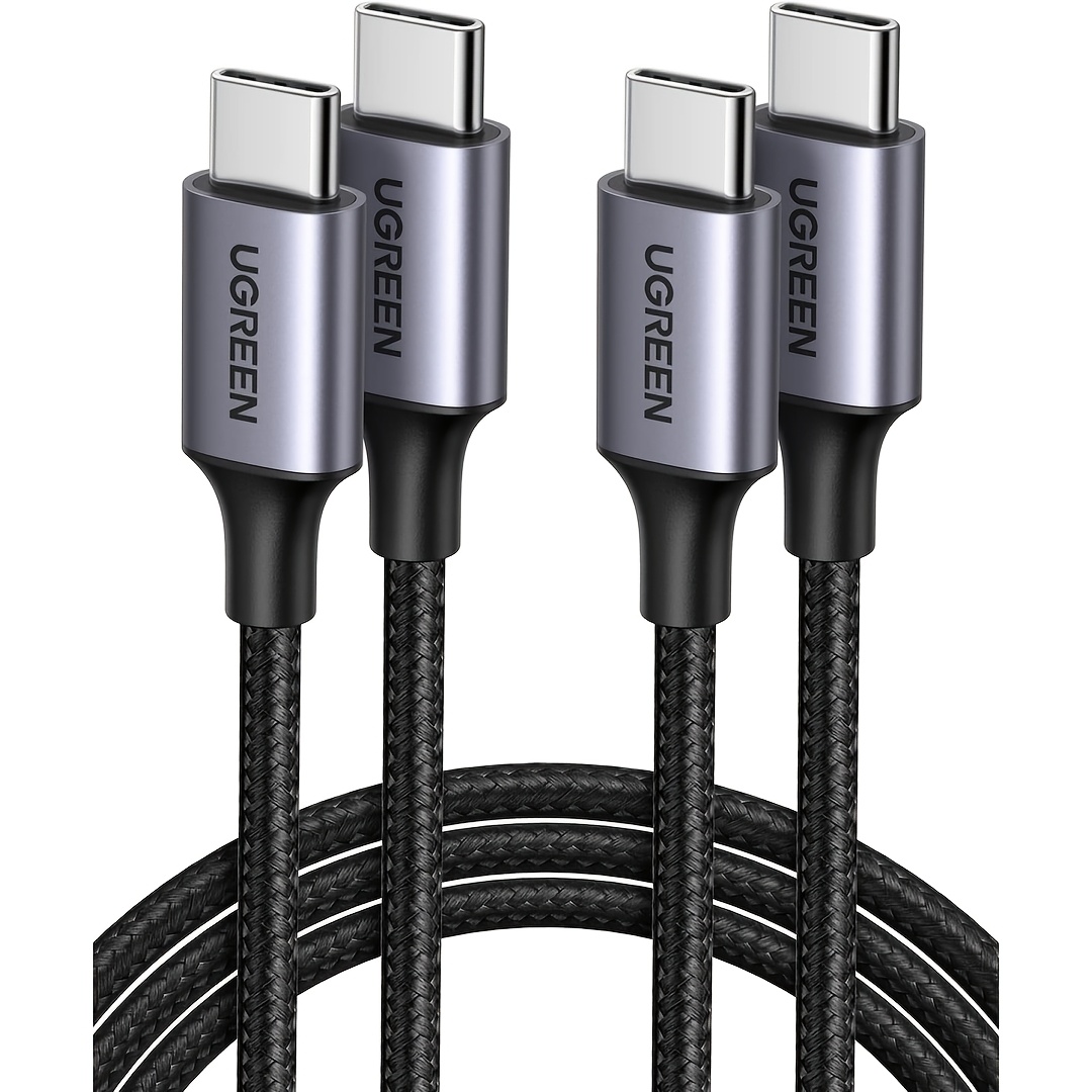 Ugreen 2pcs Usb-c To Usb-c Charging Cable, 60w 2-pack Usb-c Cable, Nylon Braided, Aluminum Shell Braided Wire,…: retailer-supplied image