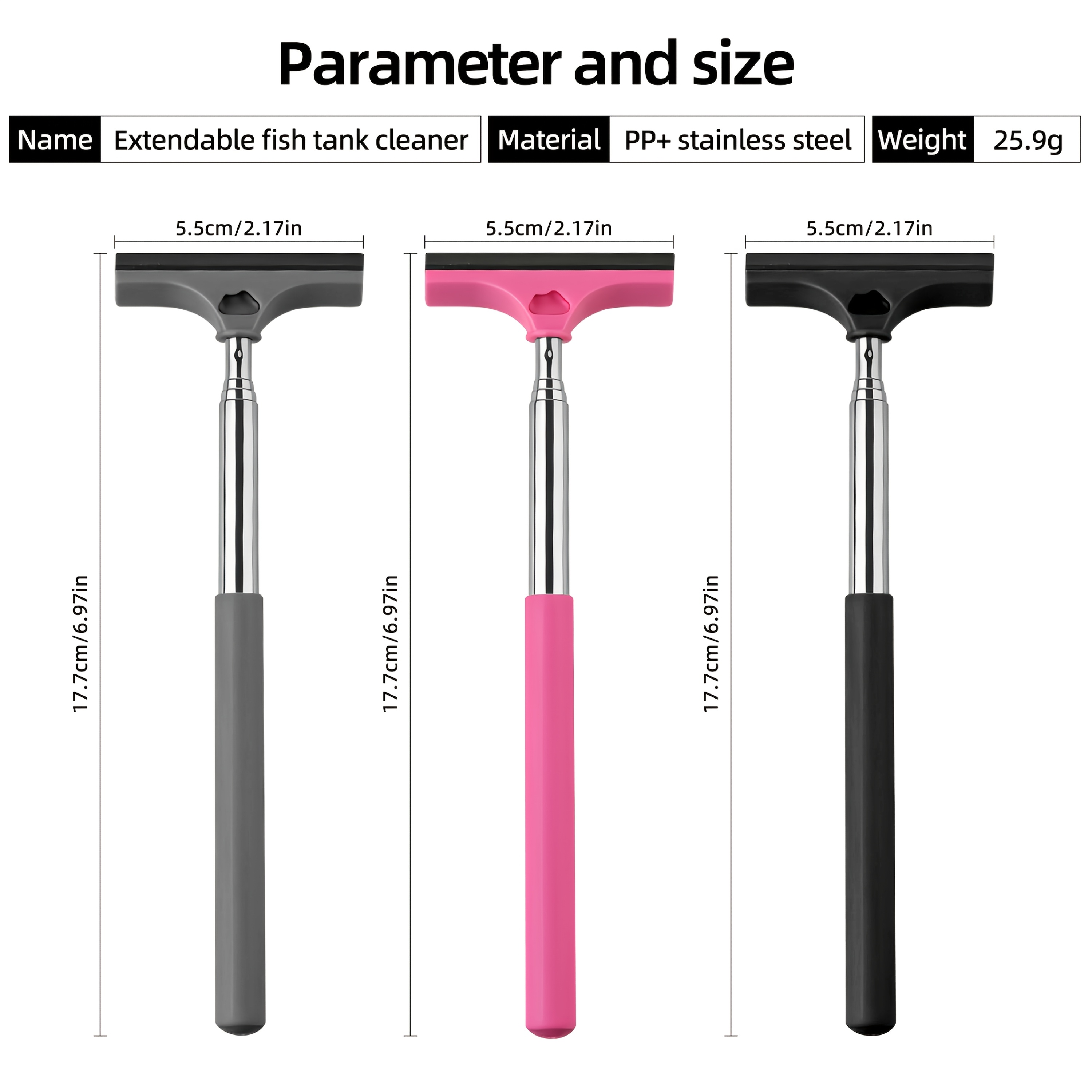 TEMU Random Color 1pc Car Wiper Random Color 1pc.55cm Telescopic Car Rearview Mirror Wiper, Stainless Steel Rod Squeegee, , Non-slip Handle, Portable