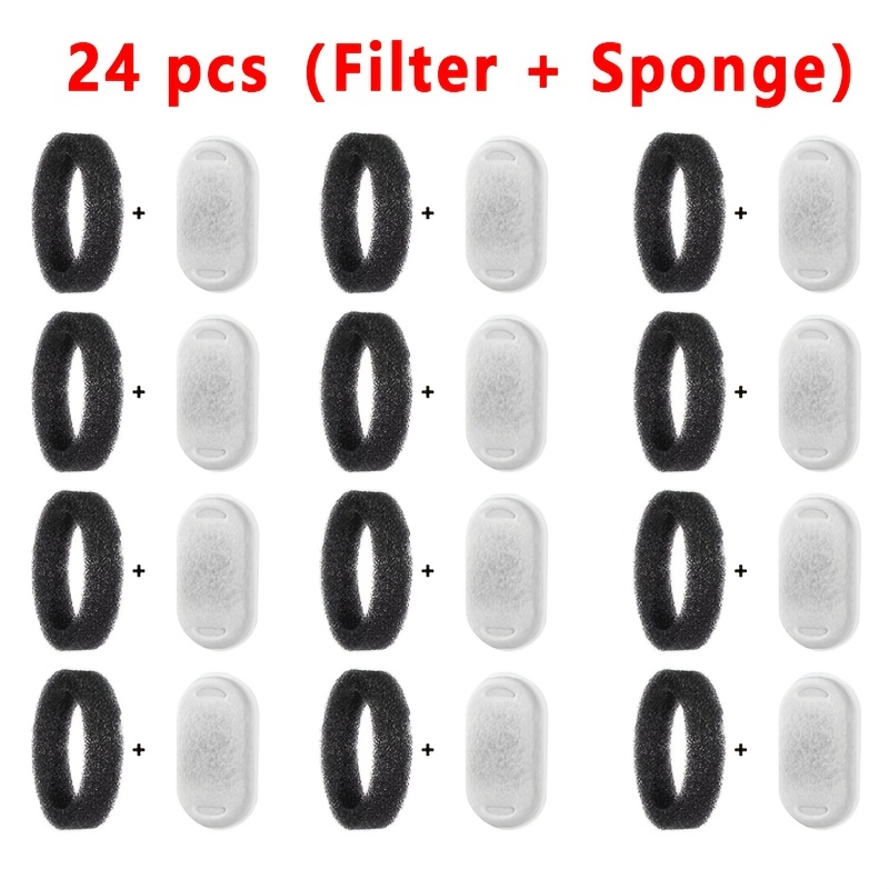 Image of 24pcs/cat Fountain Filter, Cat Fountain Replacement Filter, Suitable For Stainless Steel Drinking Fountain, Adjustable Water Flow Pet Fountain, Dog Fountain Filter, Multiple Filtration
