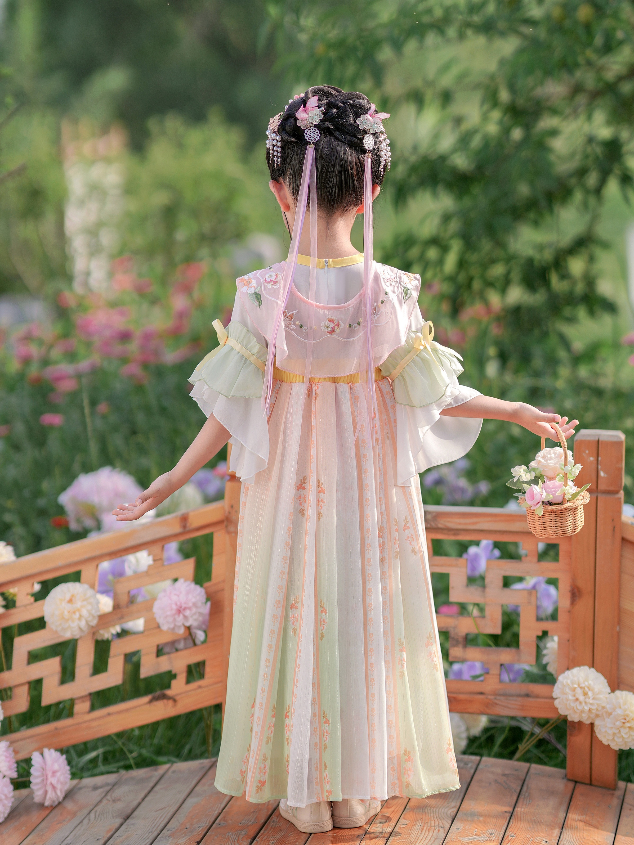 girls traditional chinese hanfu dress floral embroidery - Temu