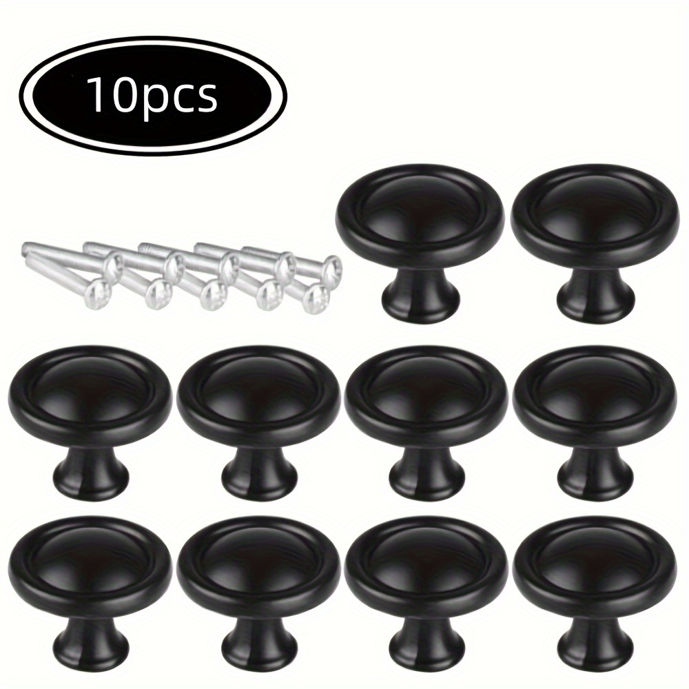 

10pcs Black File Cabinet Round Knobs Handle Pulls Hardware Bedroom Kitchen Drawer Cupboard