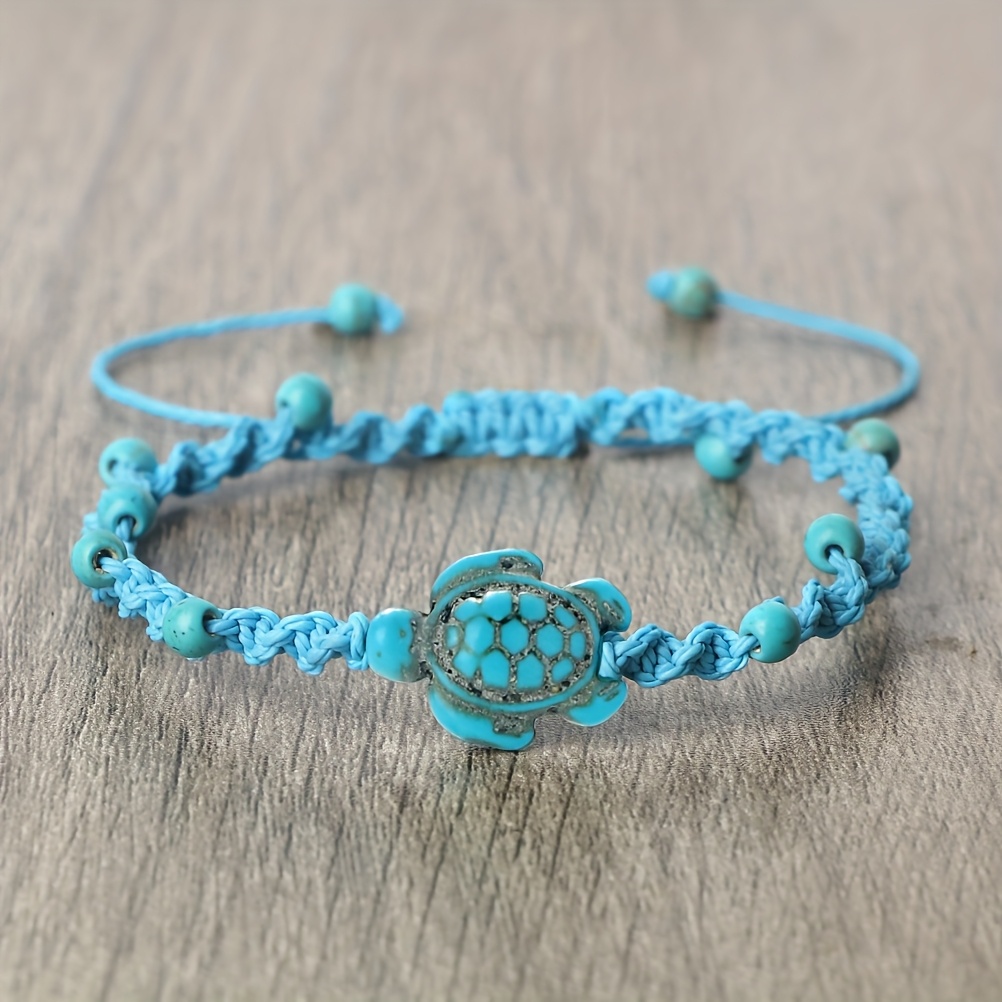 Friendship Sea Turtle Bracelet with Turquoise Beads