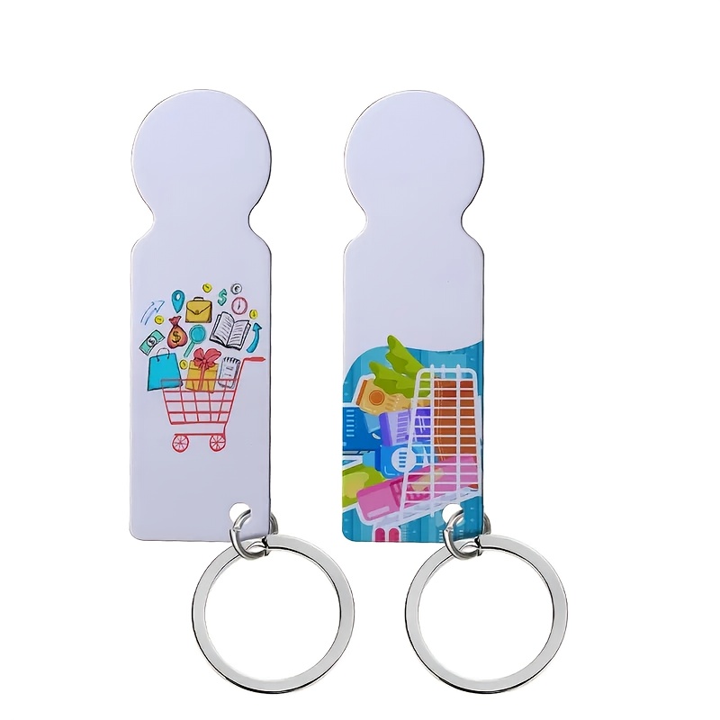 TEMU [customizable] 1pc Customizable Shopping Cart Token Keychain - Double-sided Photo, Trendy Holiday Design (christmas, New Year, Carnival) - With
