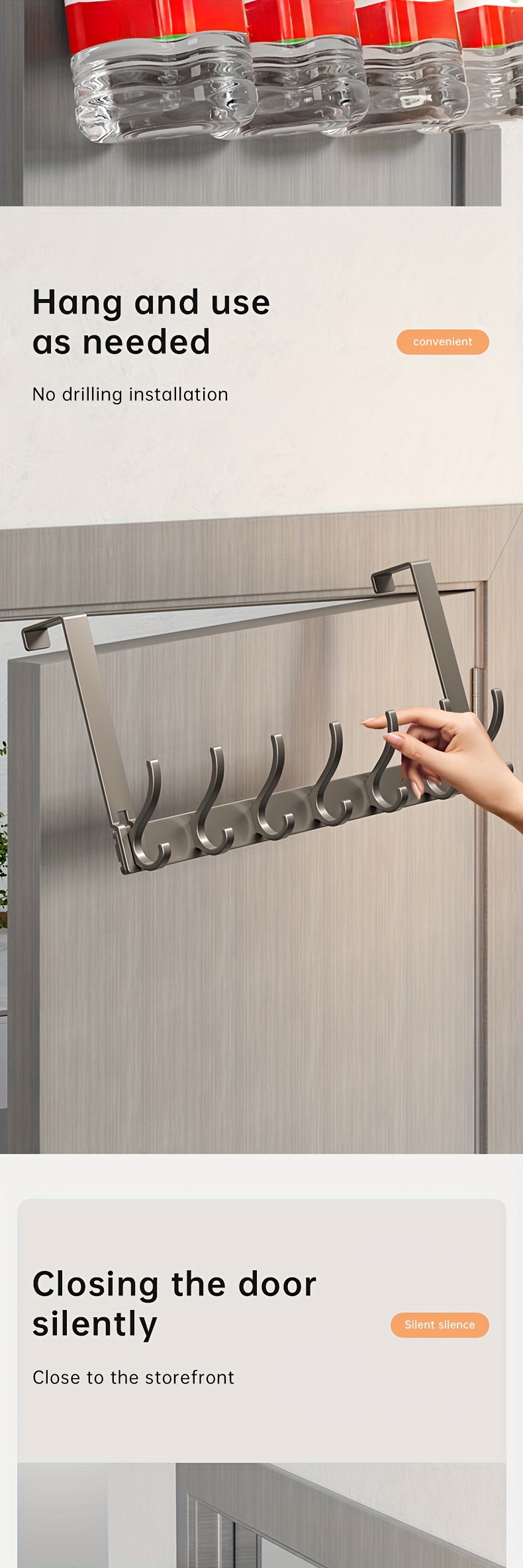   over   hook no drill     wall hanger for kitchen bathroom storage christmas halloween gift decoration details 2