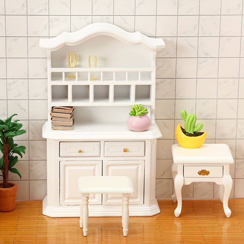 

1pc Miniature Dollhouse Display Cabinet, 1:12 Scale European Style Hutch Furniture Model, Collectible Storage Showcase For Dolls, Crafts & Home Decor, Suitable For Ages 14+