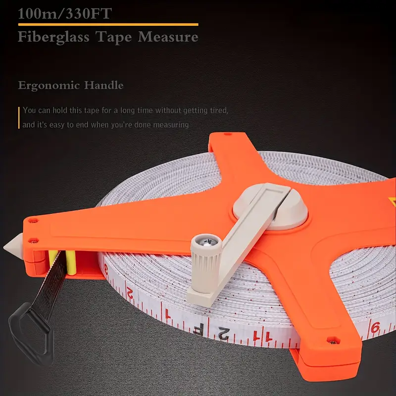330ft dual sided fiberglass tape measure 1 2 wide ergonomic handle for engineers outdoor use details 4