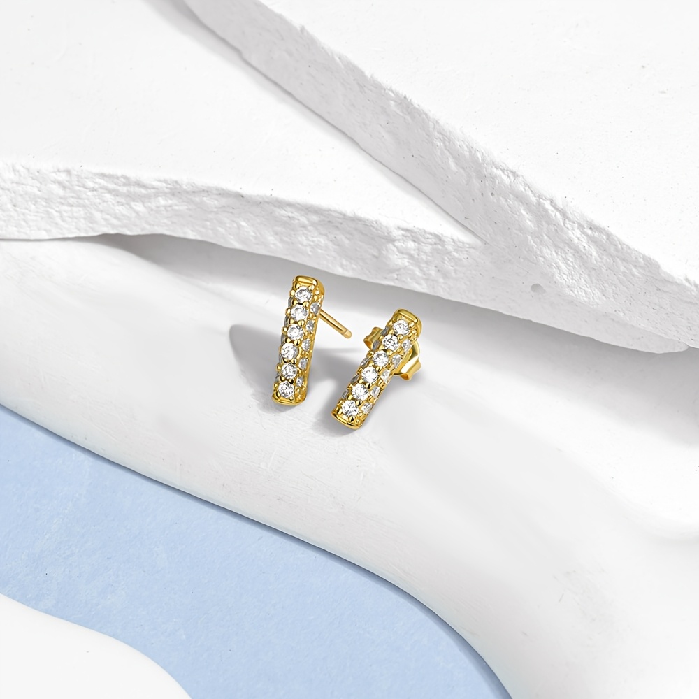 Women's 925 Silver Shimmering Stud Earrings, Classic