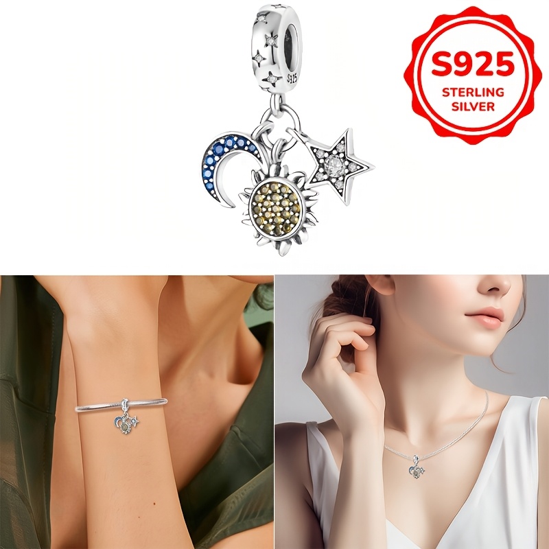 925 Silver Sun Charm Pendant, Gift for Women