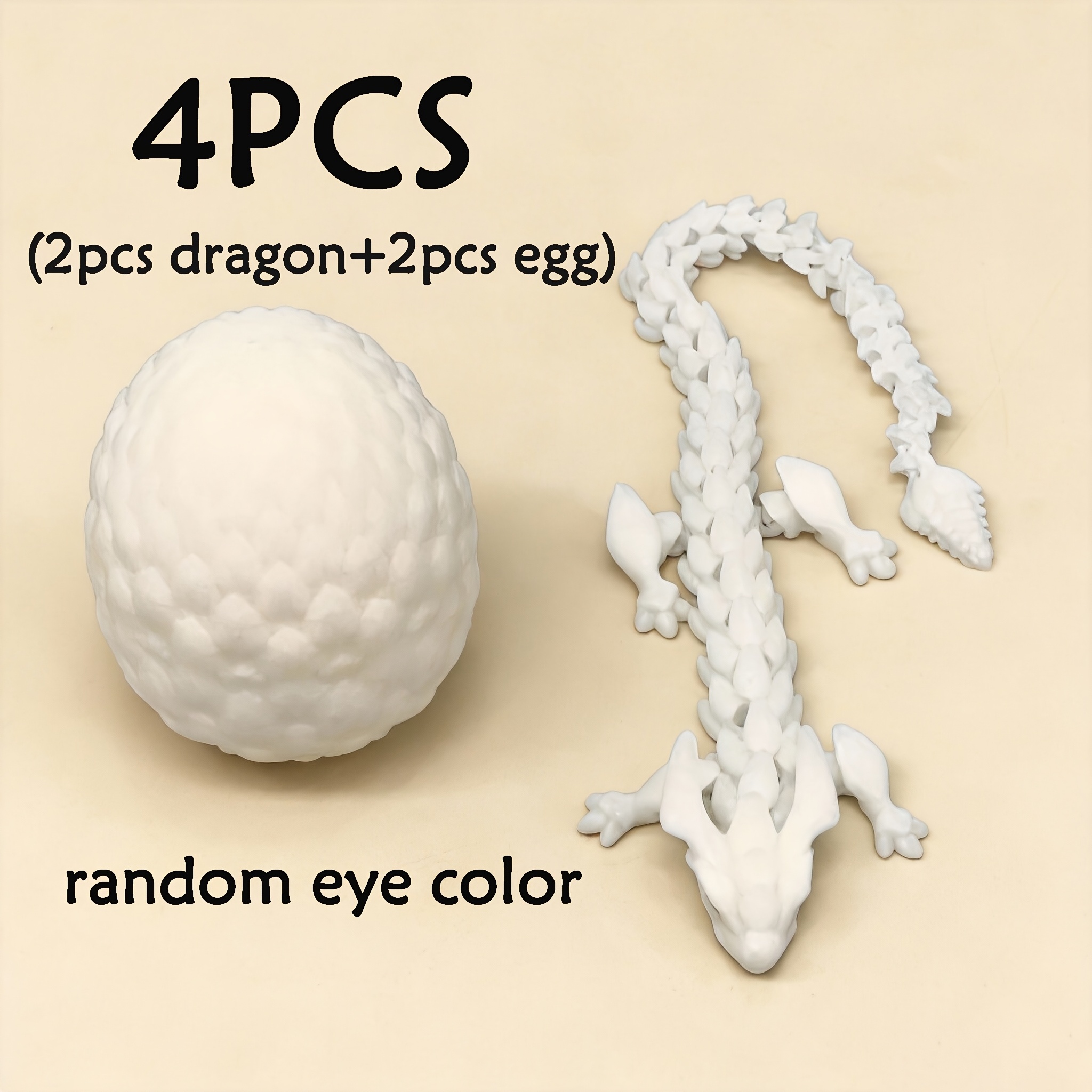 TEMU 2/4pcs Set -the- Dragon Egg Set, 3d Printed Movable Dragon + Egg Combination Statue Set, Collectible Model, Random Eye Color, Sturdy And Durable
