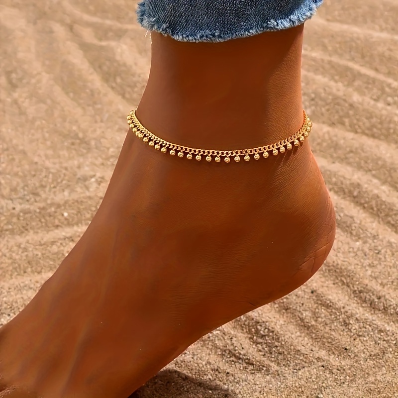 

Simple Style Golden Color Copper Thin Chain Anklet Niche Design Ankle Bracelet Foot Accessory