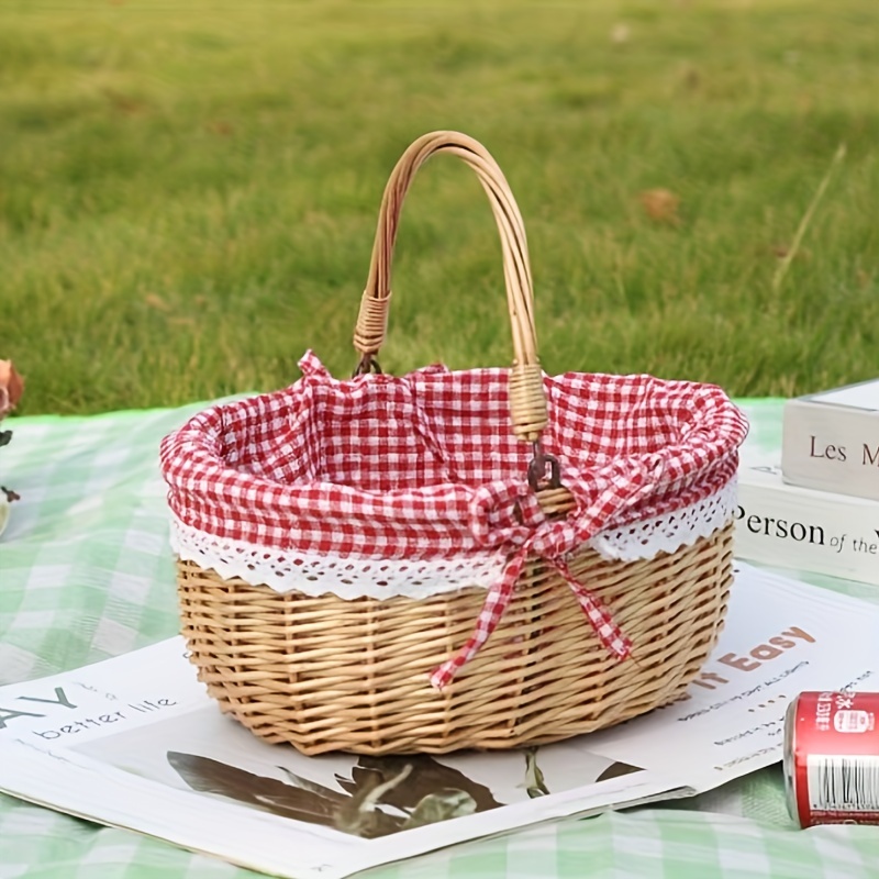 

1pièce de panier en osier, panier de rangement portable et petit, panier à fleurs cadeau pour les , les fêtes et Pâques, paniers d'étagère