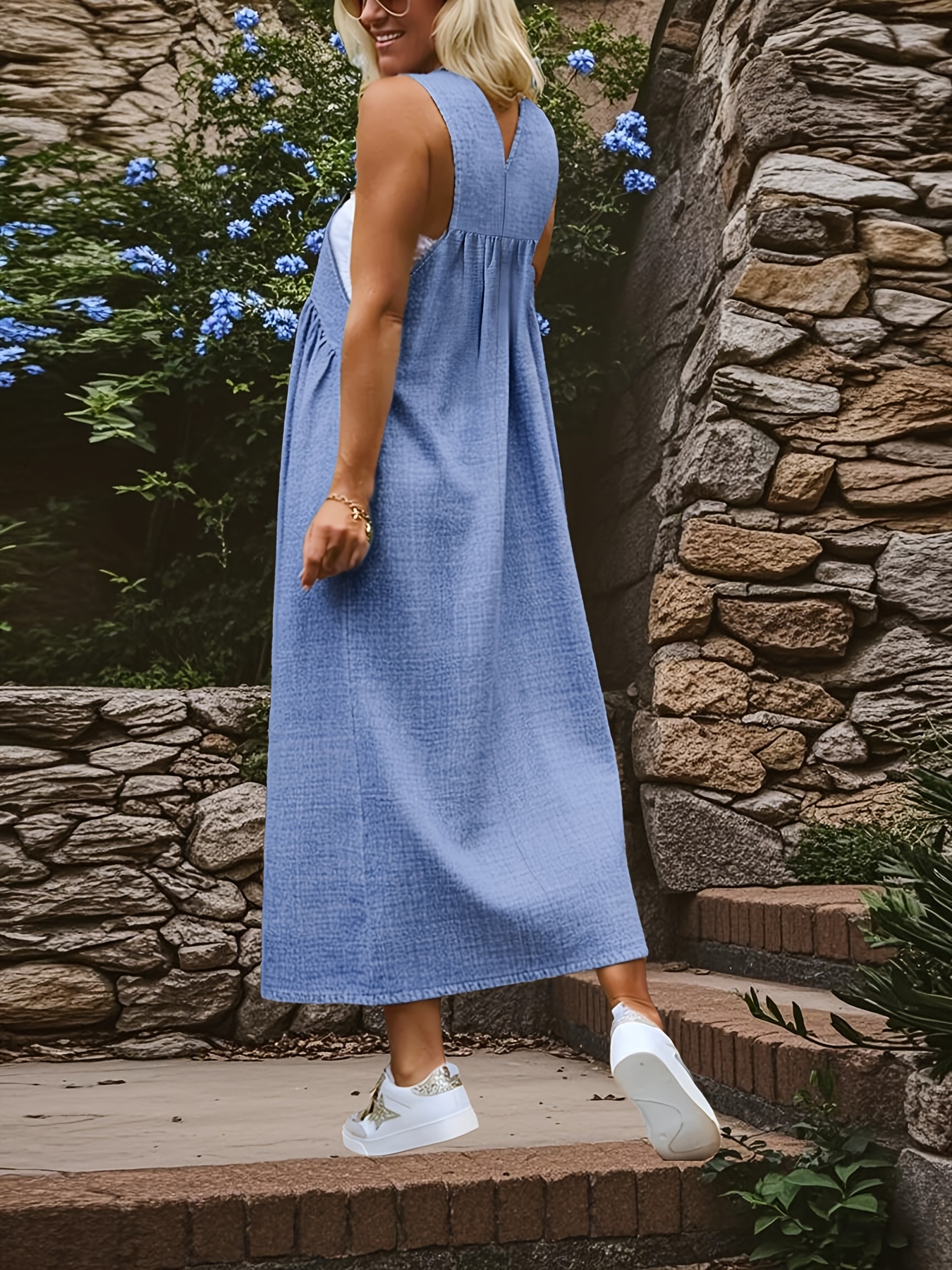 princess polly baby blue dress Blue Pinafore Dress main image 0
