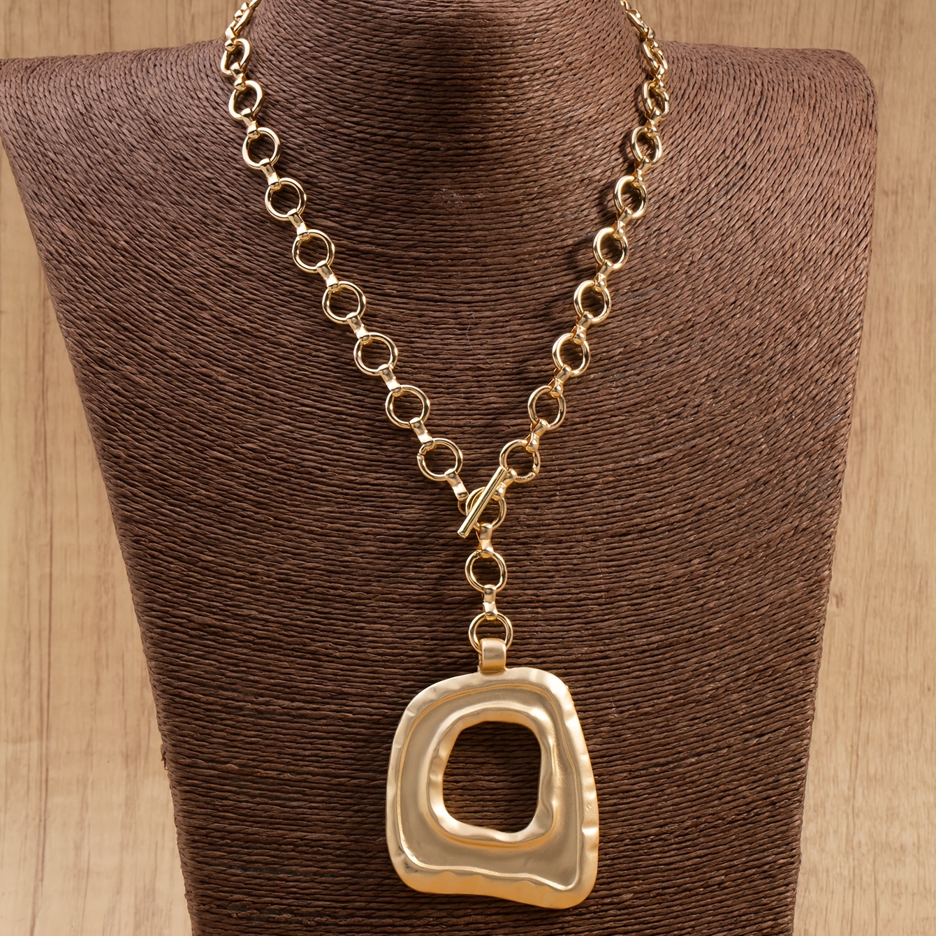 Geometric Water Drop Pendant Necklace, Retro Style