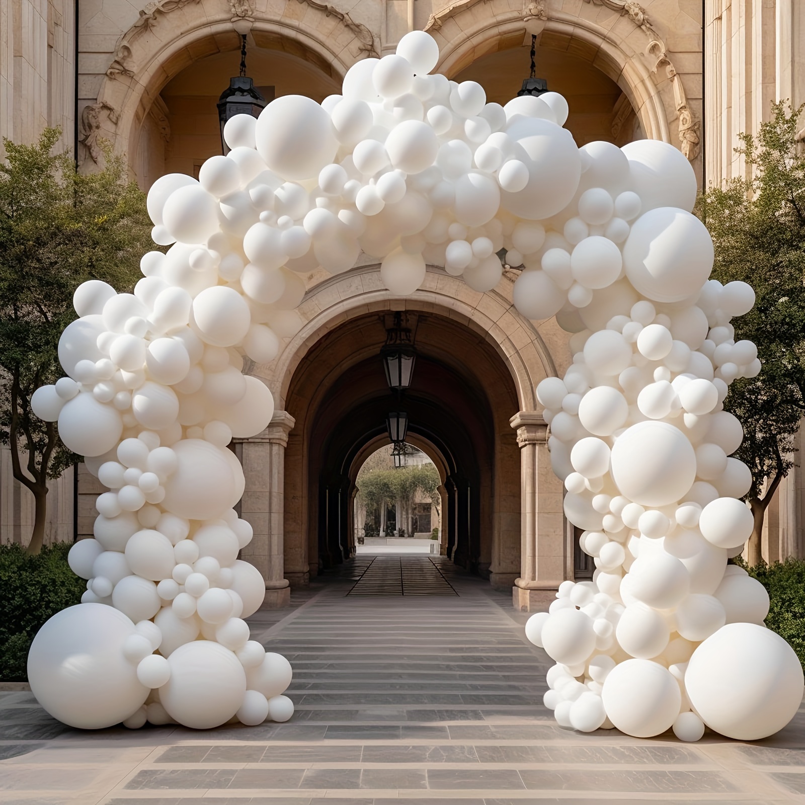 

White Balloon Assortment 132pcs For Diy Garlands & Arches - Ideal For Birthday Parties, Graduations, Engagements, Weddings, & Anniversary Decorations - Suitable For Kids 3-12 Years - Latex Balloon Kit