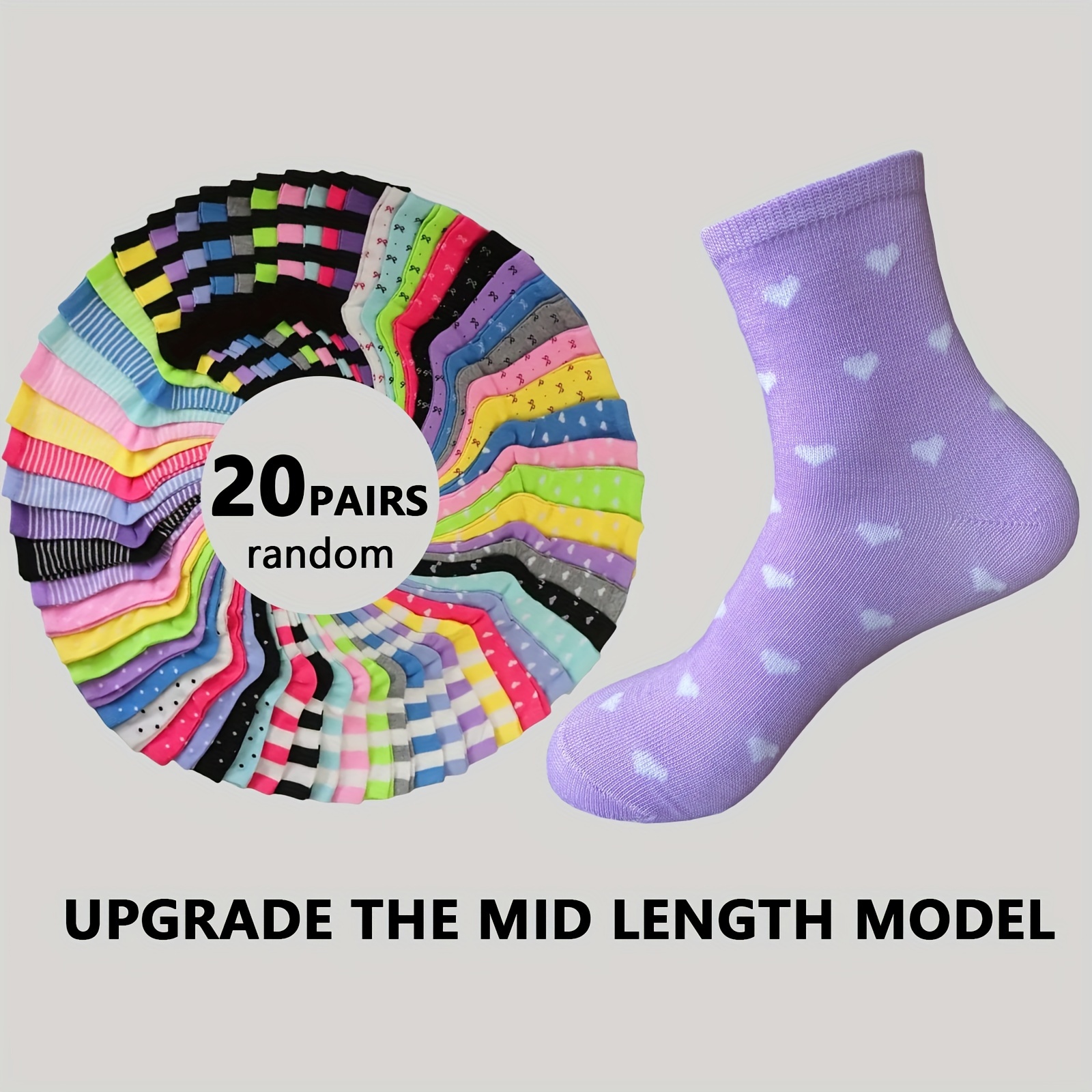 

20pairs Autumn And Winter Mid-tube Candy Color, Rainbow Color Dopamine Socks, Soft, Comfortable And Warm Socks, Suitable For Sports And Home Leisure Socks