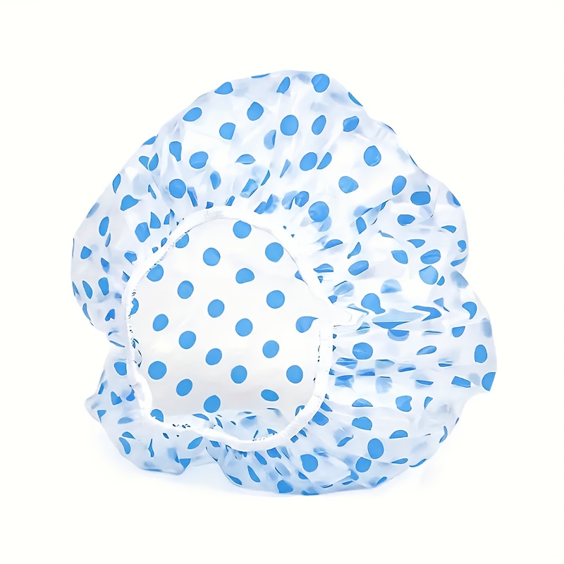 3pcs colorful polka dot shower caps thickened high quality bath hats with elastic band green   patterns for spa salon home use shower accessories details 9