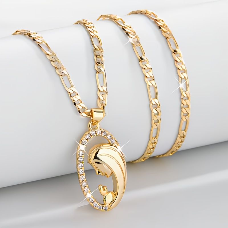 Elegant Prayer Pendant Necklace with Exquisite Zirconia Figaro Chain