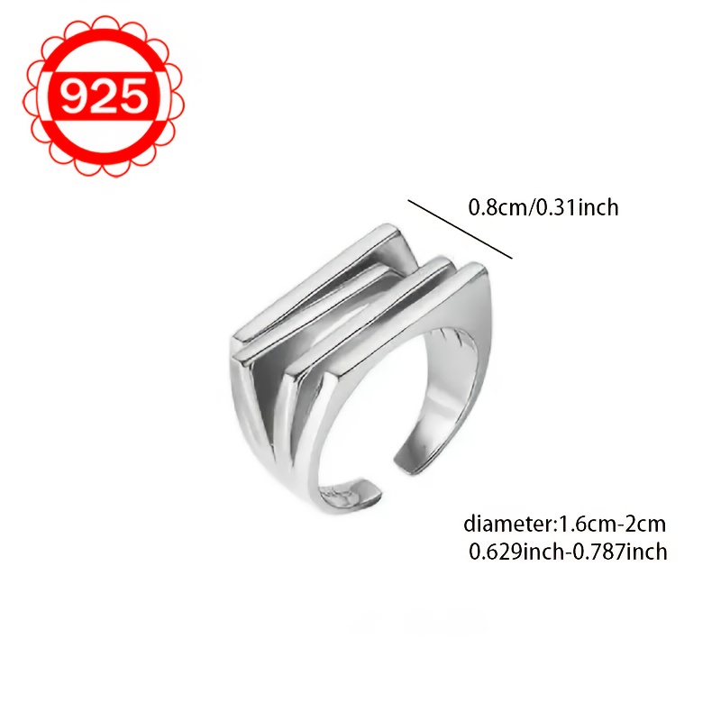 925 Silver Low Allergy Irregular Four Layer Stacked Ring for Women