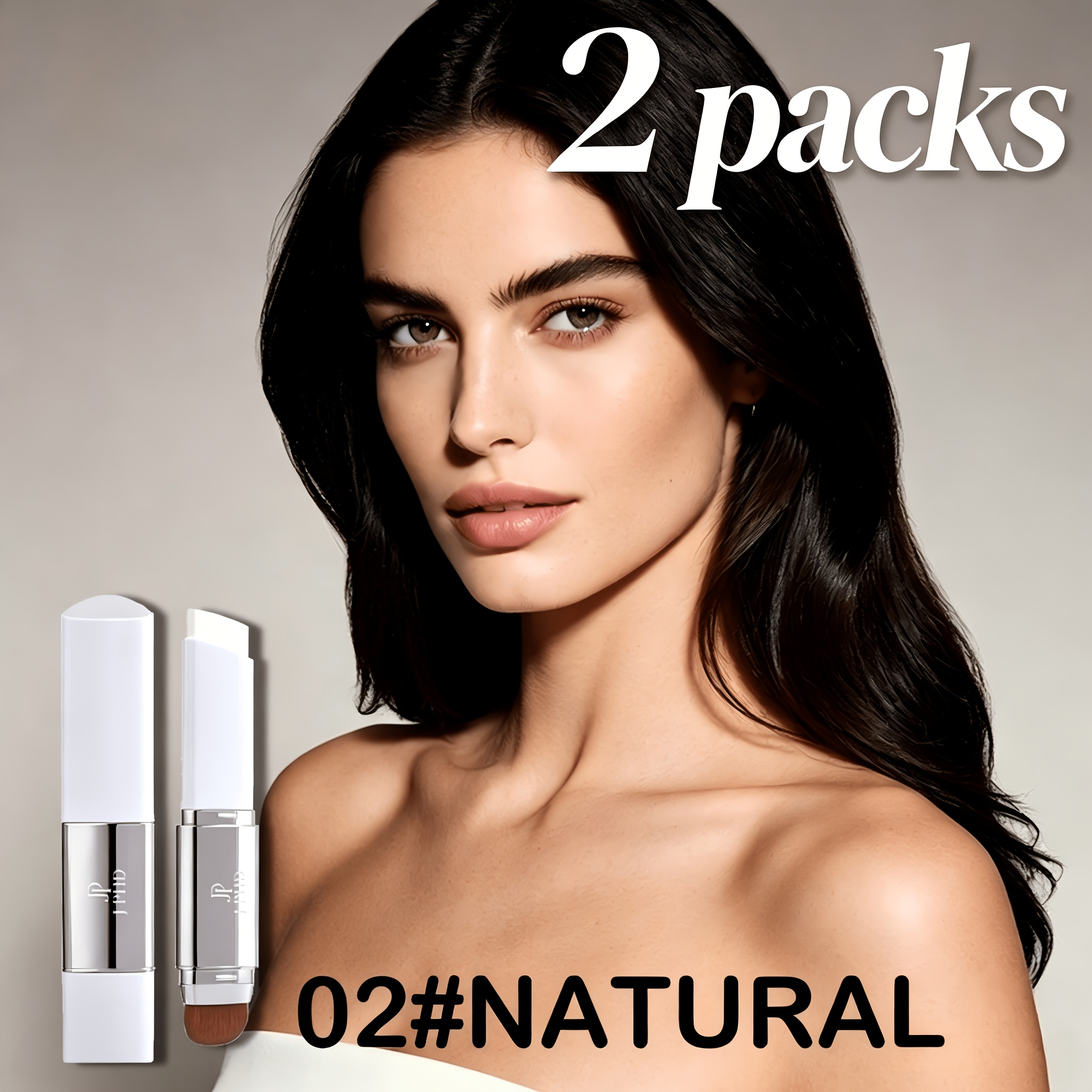 Image of 2-pack 2-in-1 Color-changing Foundation Stick, Pore-blurring, Contour, Temperature-activated Color-changing, Long-lasting Tinted Primer, Brightening Makeup Base, Concealer