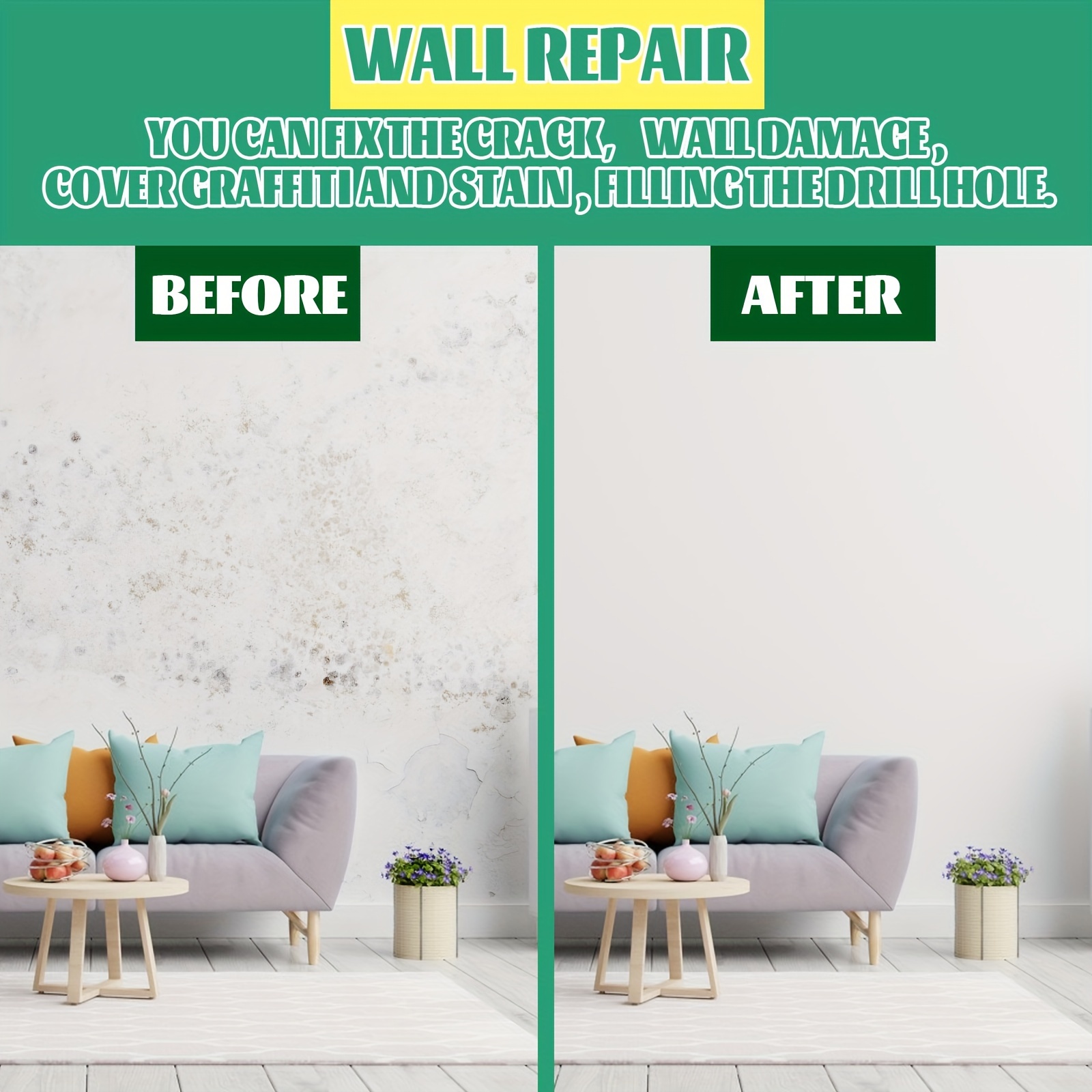 wall repair agent quick and efficient home wall crack filler nail hole repair putty waterproof mildew proof no electricity or battery needed