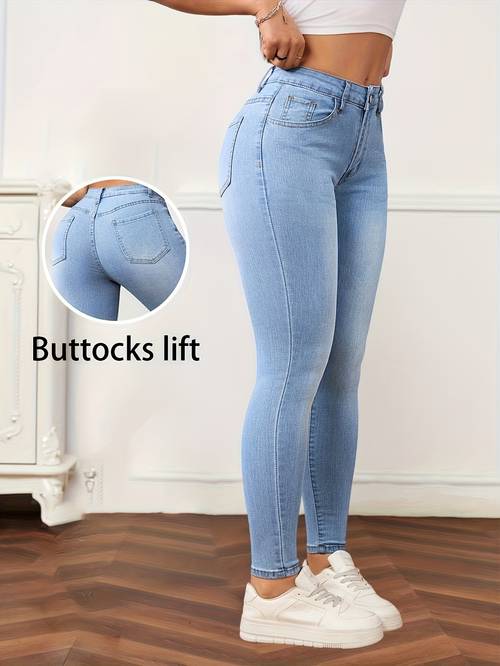 damen skinny jeans in hell-waschung, stretch-denimhose, fit hose mit hoher taille, lässige alltagskleidung, ganzjährig