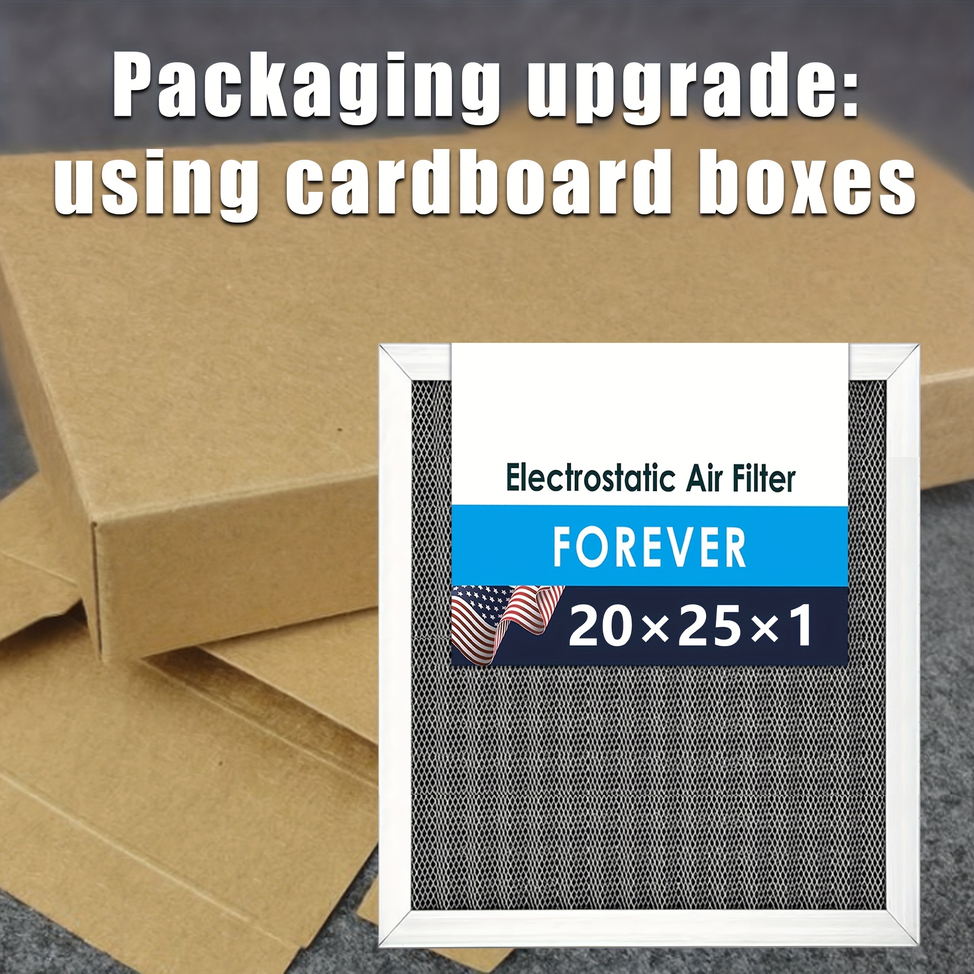 TEMU Reusable Hvac Furnace Air Filter(paper Box Packaging), Washable & Permanent Merv 8 Electrostatic Hvac Furnace Filter, Aluminum Alloy Frame,