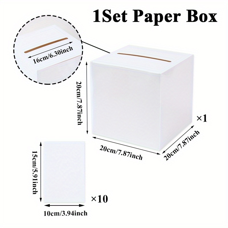E-shop 1 Set, Weiße DIY-Kartenbox (inkl. Karten), DIY-Hochzeitsumschlag-Geldkartenbox, Happy Birthday Party-Dekoration, Baby Shower Party-Zubehör,