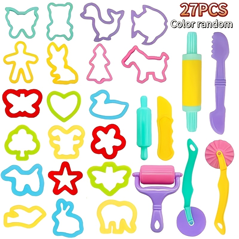 

27pcs Plastic Dough Cutters And Molds Set, Assorted Shapes For Diy Crafts, Ideal For Birthday, Halloween, Christmas Gifts & Party Favors,