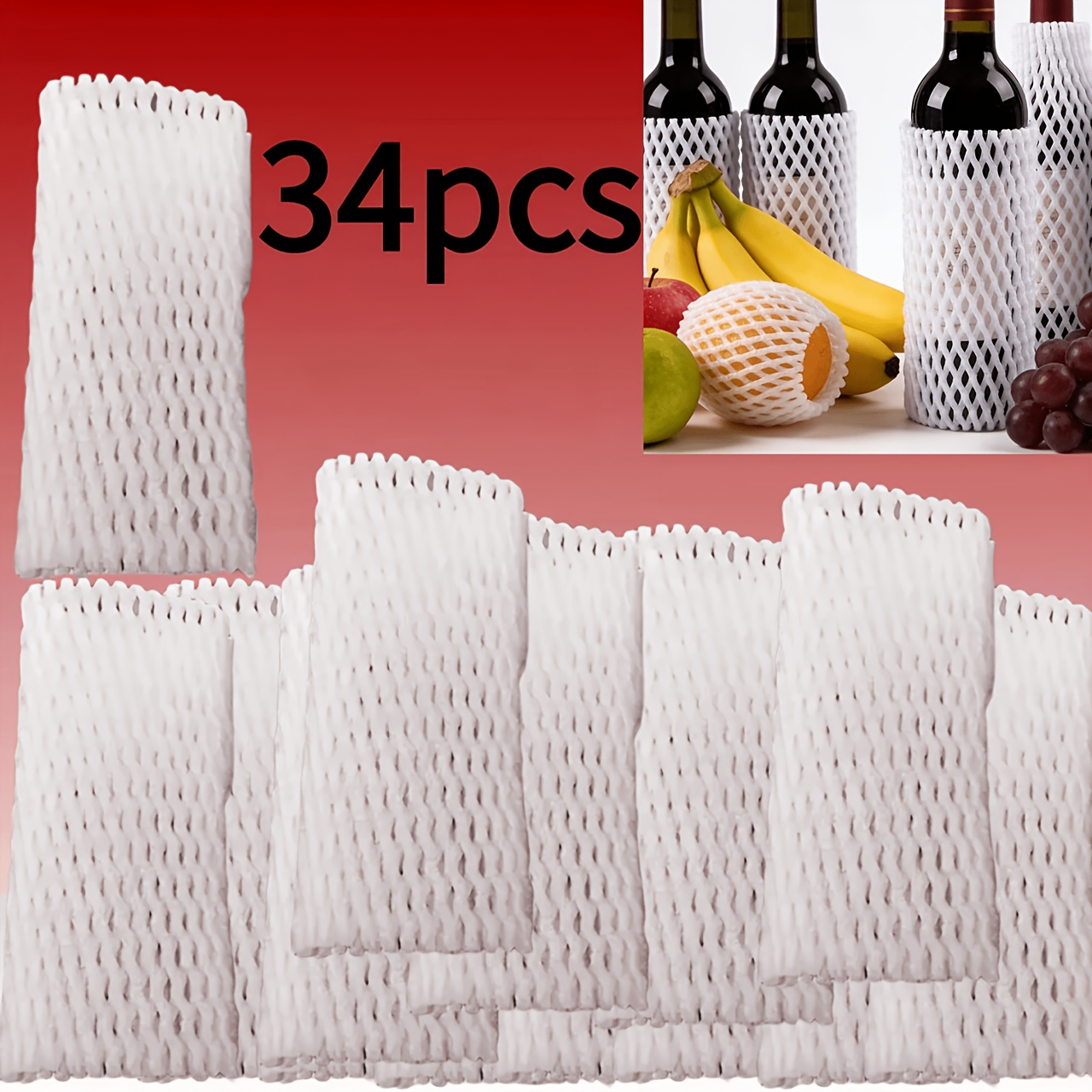 TEMU 34pcs Foam Net Bags For Cushioning Items, Suitable For Glass, Bottles, Fragile Objects, Shipping, Moving, And Storage. Are Stackable, Cut To Any