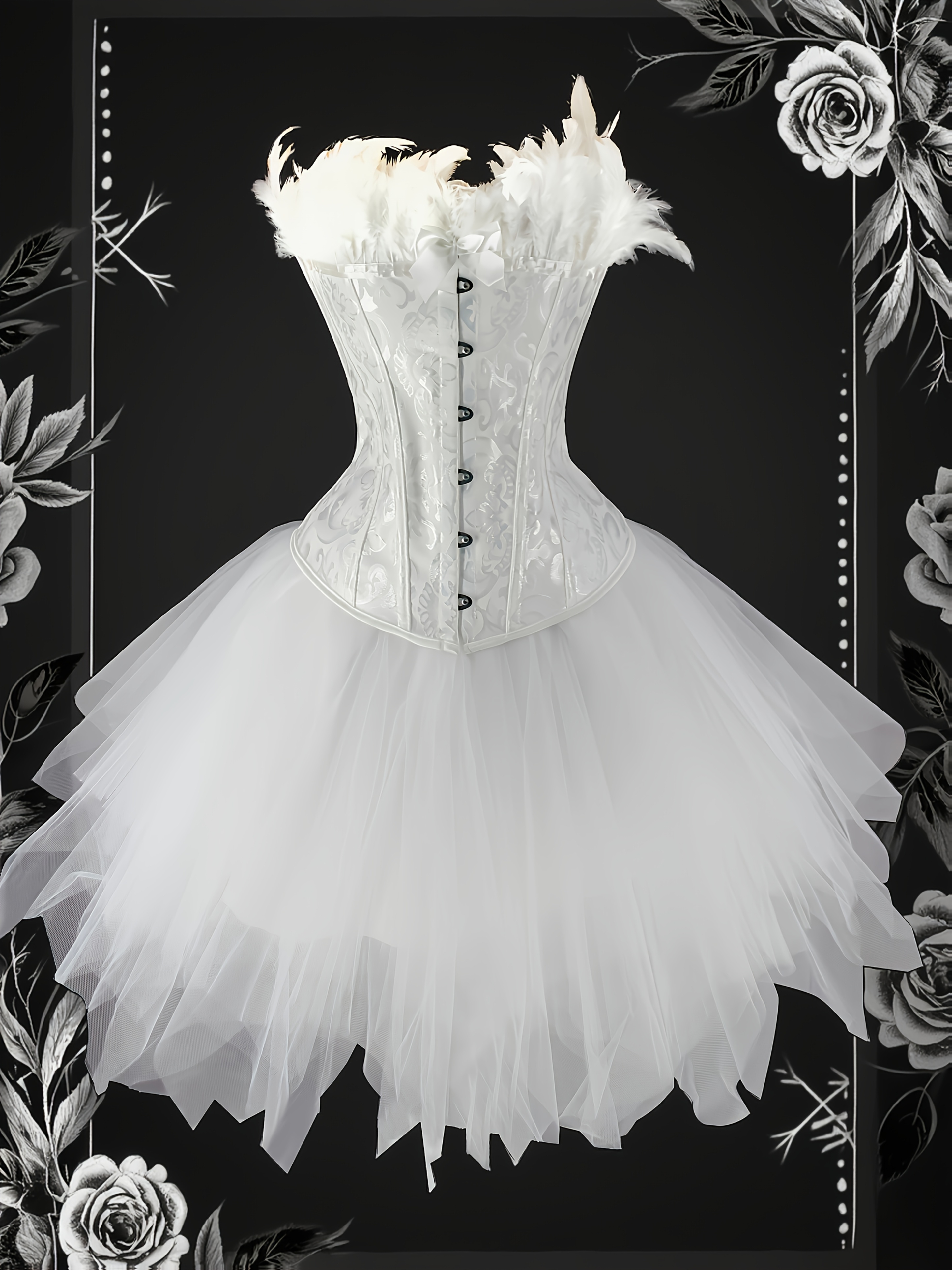 dark gothic style jacquard fit corset tutu skirt white Temu Canada