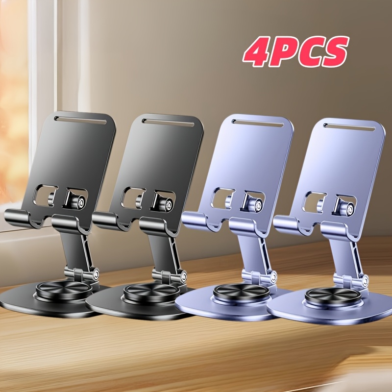 TEMU 4pcs Phone Stand, Desktop Phone & Tablet Stand, 360-degree Rotating Base, Folding Mobile Phone Holder, Perfect For Home, Office And Travel Use,