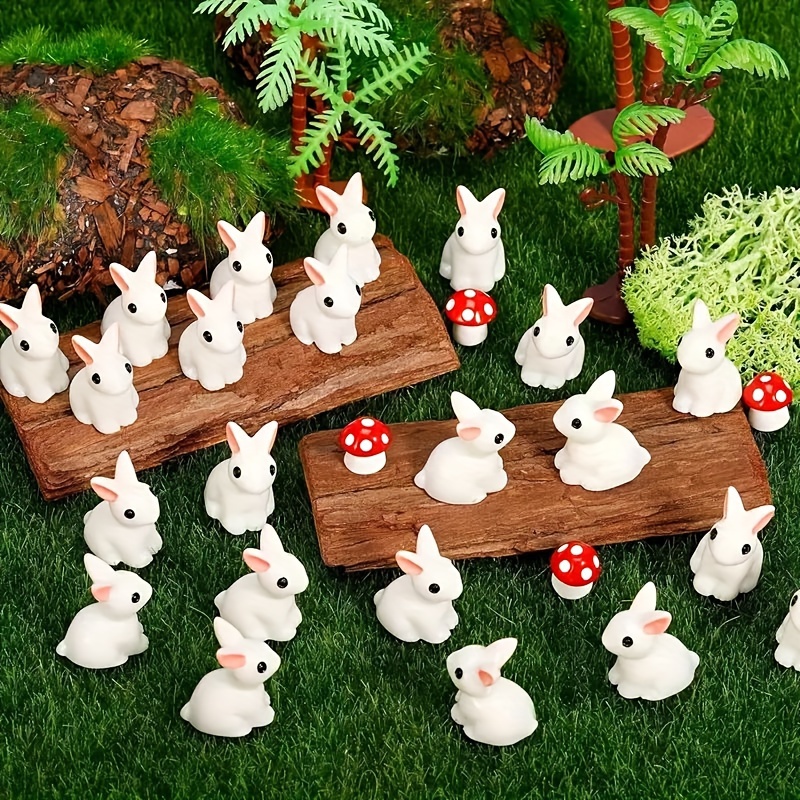 

20 Pack Miniature Rabbit Statues, Resin Mini Bunny Figurines For Diy Micro Landscape, Home Office Decor, Mother's Day Party Supplies, Holiday Decoration Without Electricity Or Batteries, Featherless