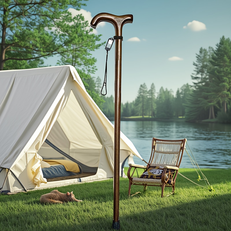 E-shop Ein leichter, multifunktionaler Wanderstock aus Holz mit Anti-Rutsch-Design, geeignet für Damen und Herren, mit einer Höhe von 90 cm