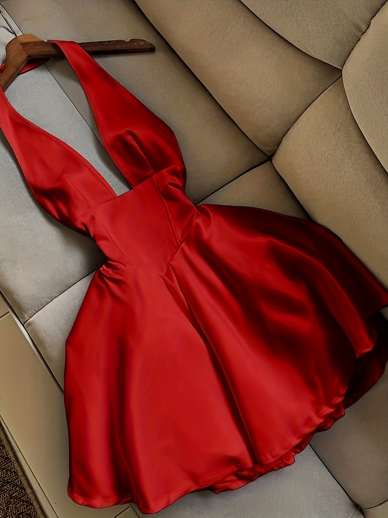 women short red dress sold on Temu Canada