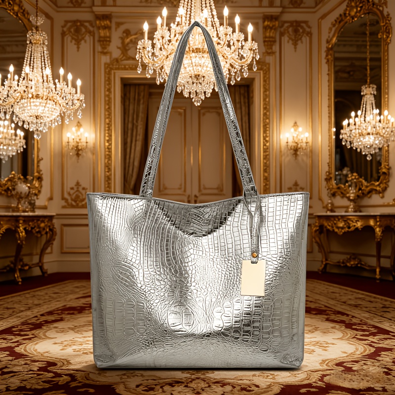 TEMU Women's Large-capacity Tote Bag, High-end Vintage Feel, Light Luxury Texture, Fashionable And Simple Single-shoulder Large Bag