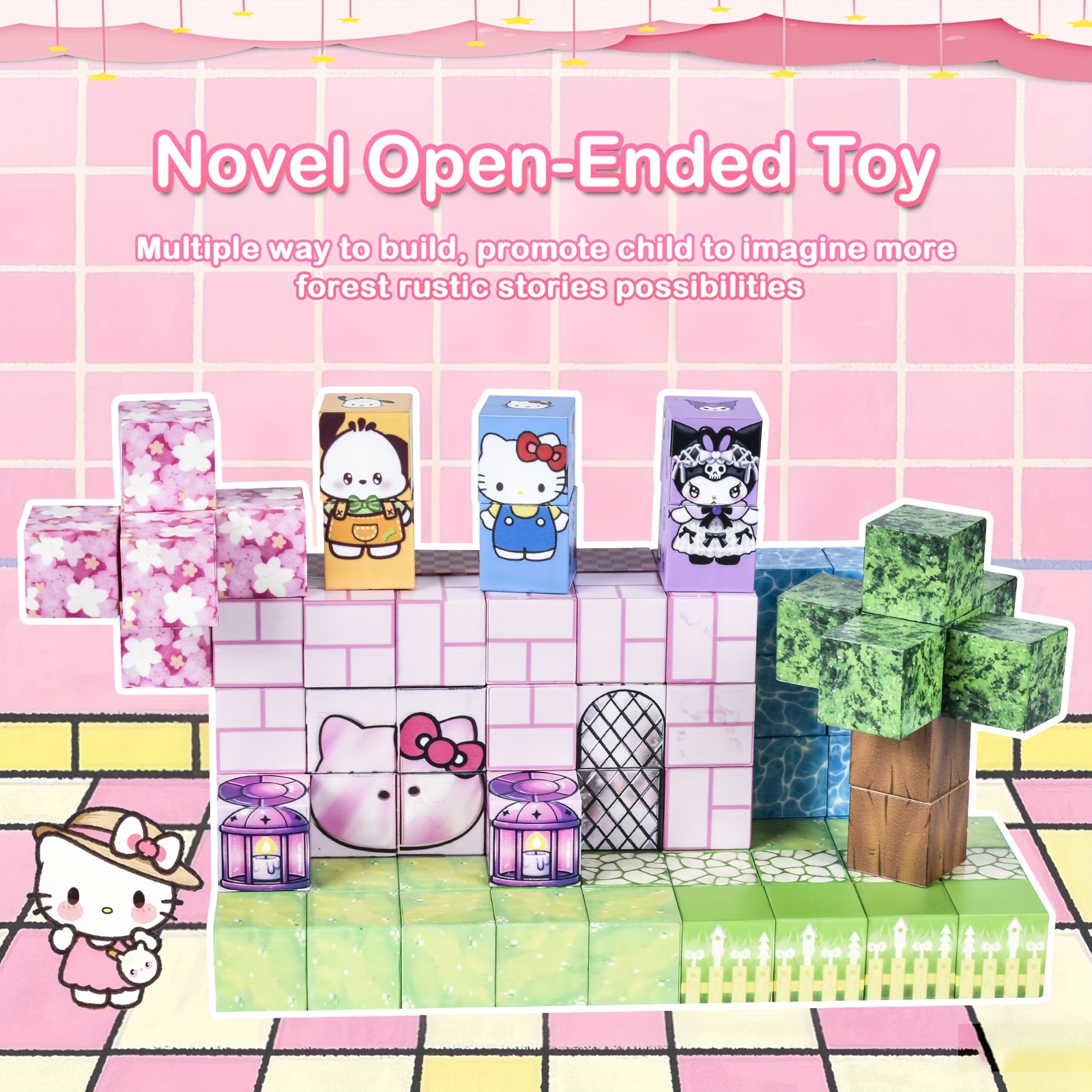 Sanrio'S for hello kitty 100 - Piece Magical STEM Set: Build Enchanting Bow - Castle Kingdoms