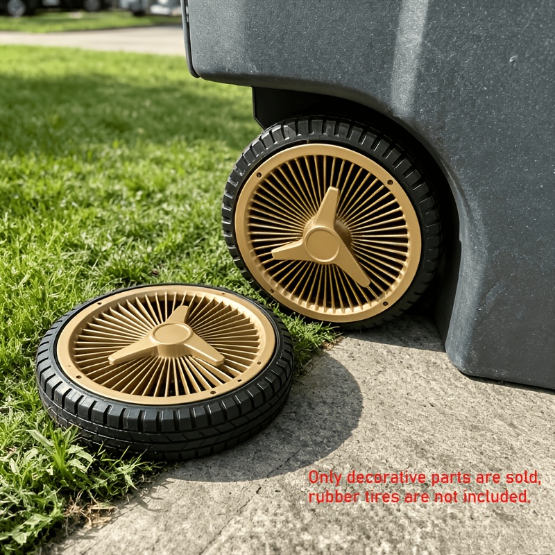 TEMU 2pcs Trash Can Wheels, Decorative Trash Can Wheel Covers, Suitable For Garbage Bins, Outdoor Trash Can Wheel Decorations, Garage, Courtyard And