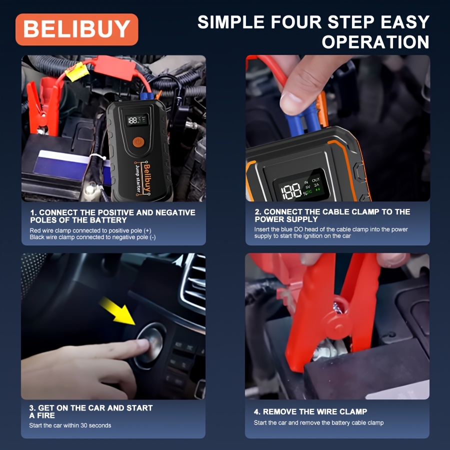 high   starter advanced portable emergency car starter powerful 6000mah rechargeable battery usb charging suitable for vehicles under 36v   version reliable emergency power Product details 4