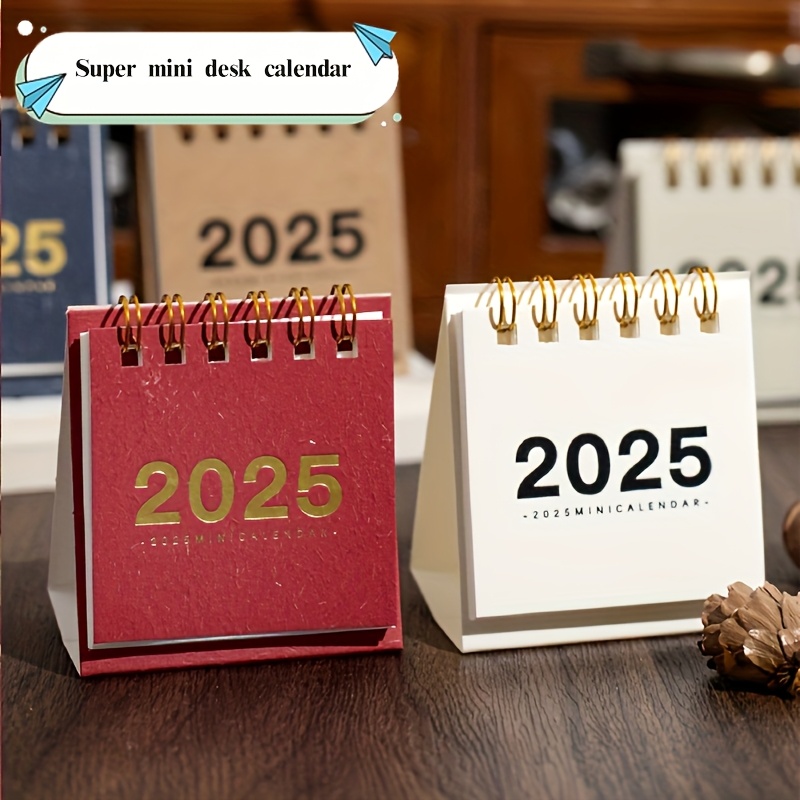 

2025 Compact Spiral Desk Calendar - Daily Planner, Portable Mini Tabletop Accessory, Creative Office Decor In Chinese