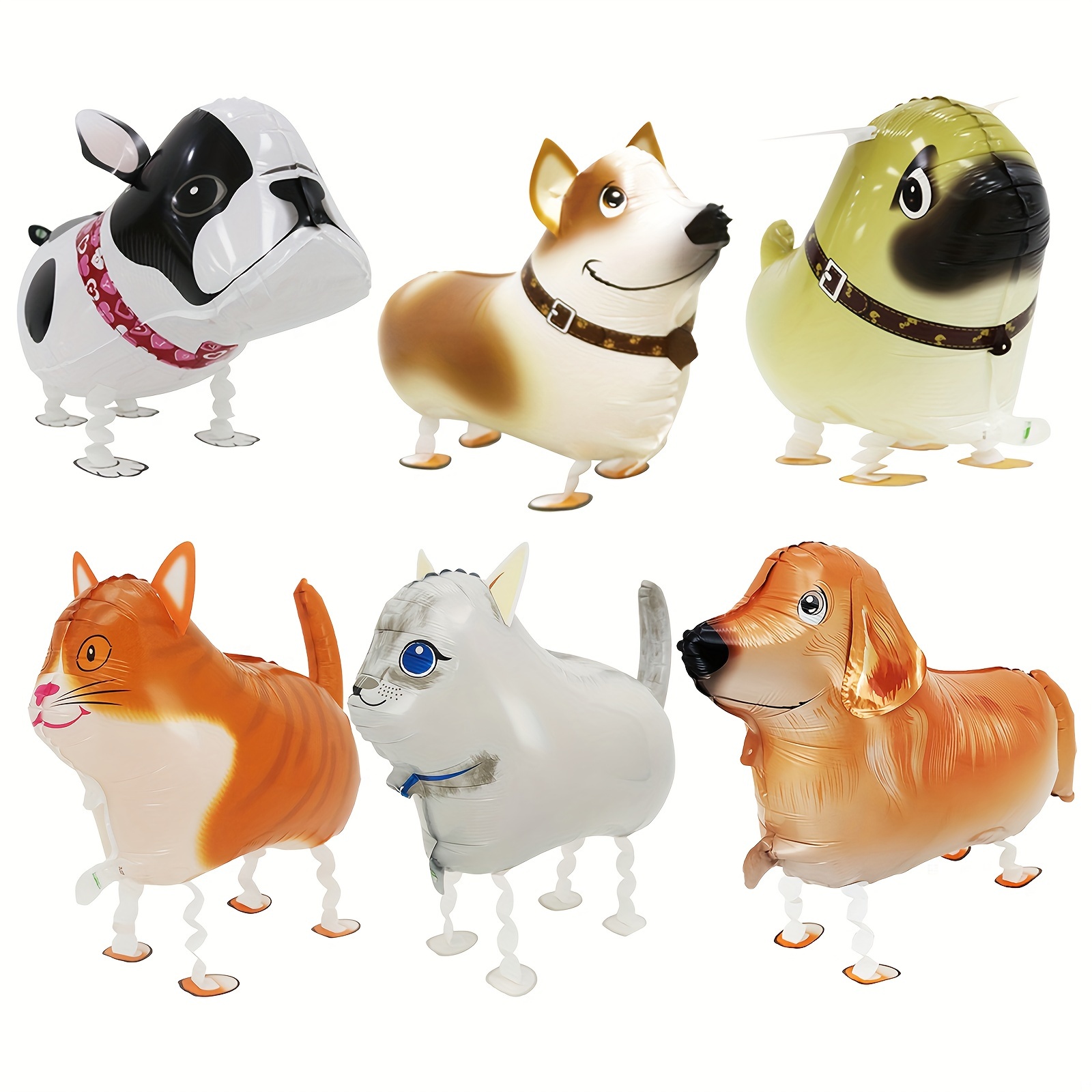 

6 Pieces Jumbo Walking Animal Balloons: Dog, Cat, And Farm Animal Shaped Party Favors - Suitable For Birthdays, Weddings, And Festive Celebrations