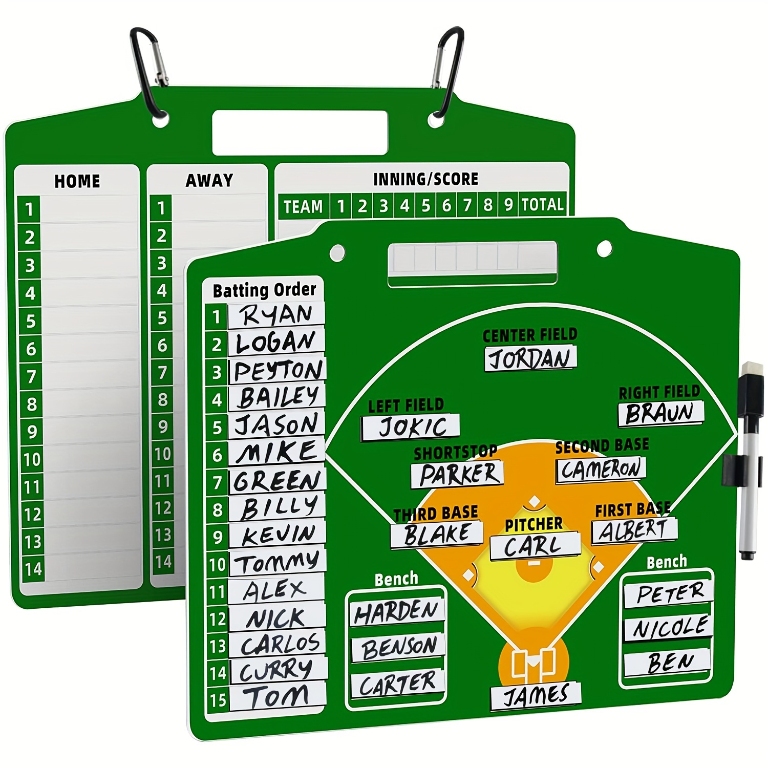 

1pc, Magnetic Baseball Lineup Board For , Double-sided Sturdy And Durable Softball Board With Strong Clips And Dry Erase Pen