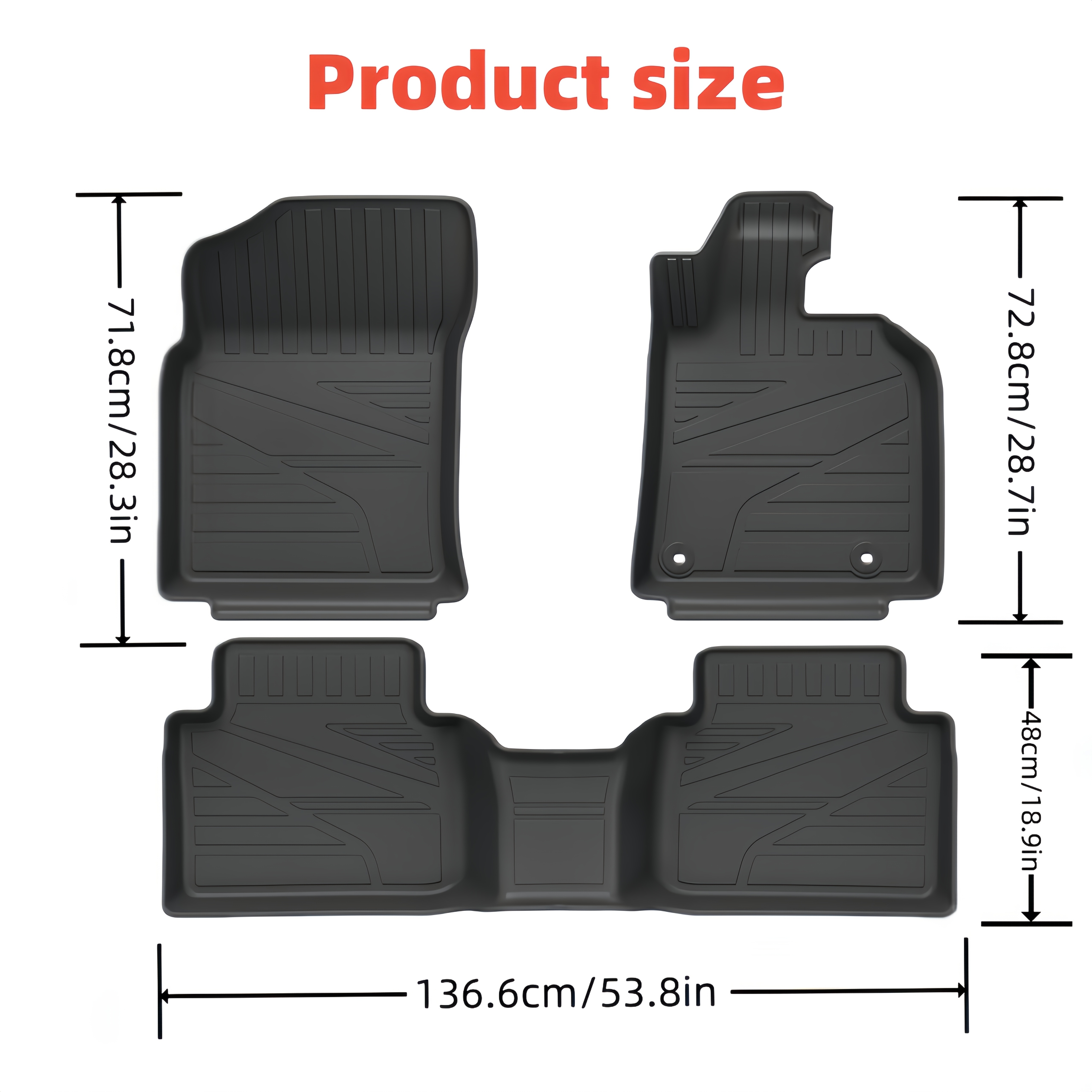 TEMU 3pcs Set Of Car Floor Mats For Camry Xv70 Series, Made Of Tpe Material, For Right-hand Drive 2019-2024 Camry Hybrid Models In Asia/japan/.