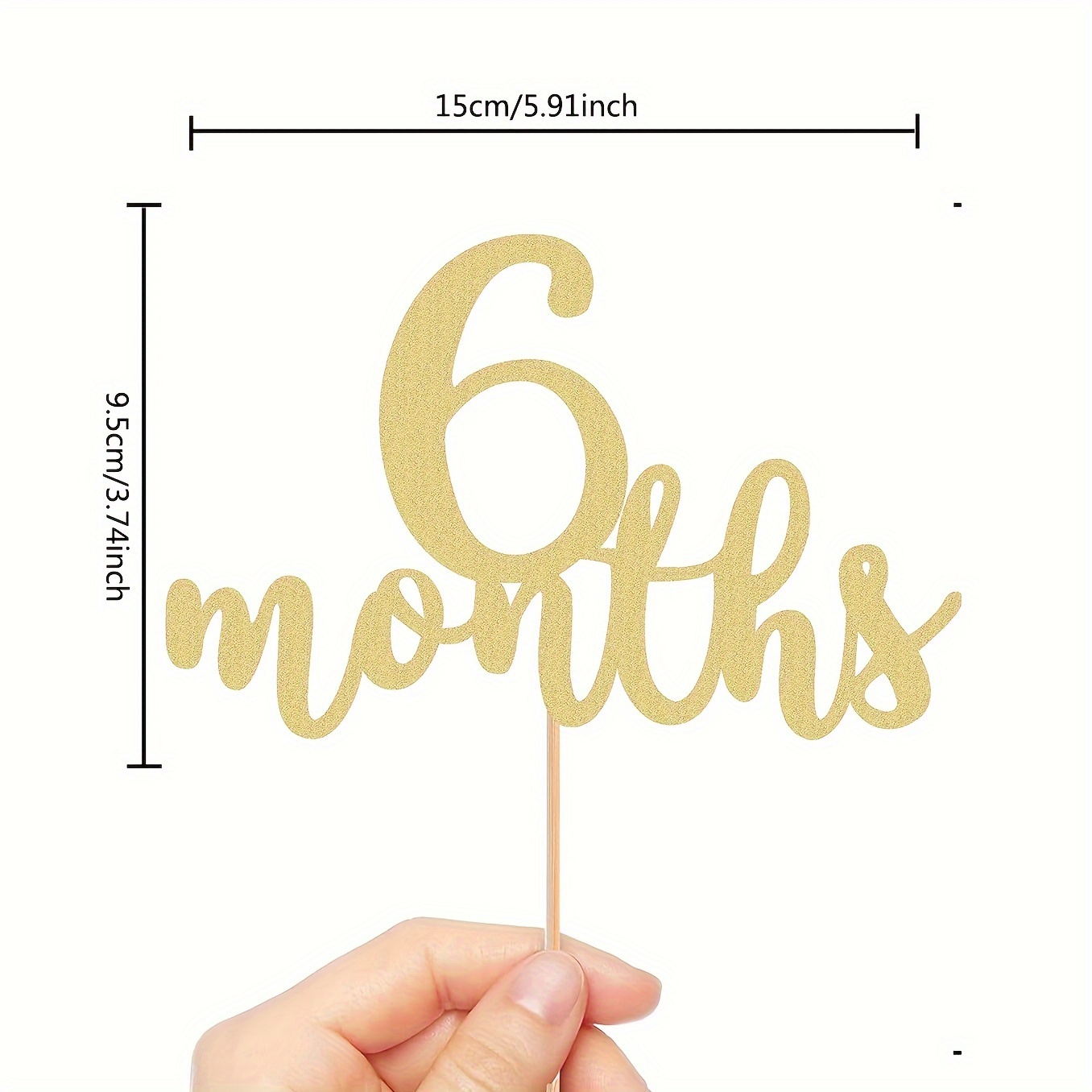 1 Golden 6 Months Cake Topper For Birthday Party Cake Decoration，halloween，christmas