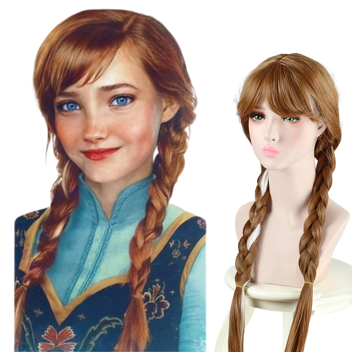 Cos Special Wig Brown Double Braids Styling Wig